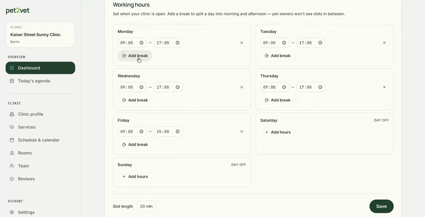 Configuring your working hours