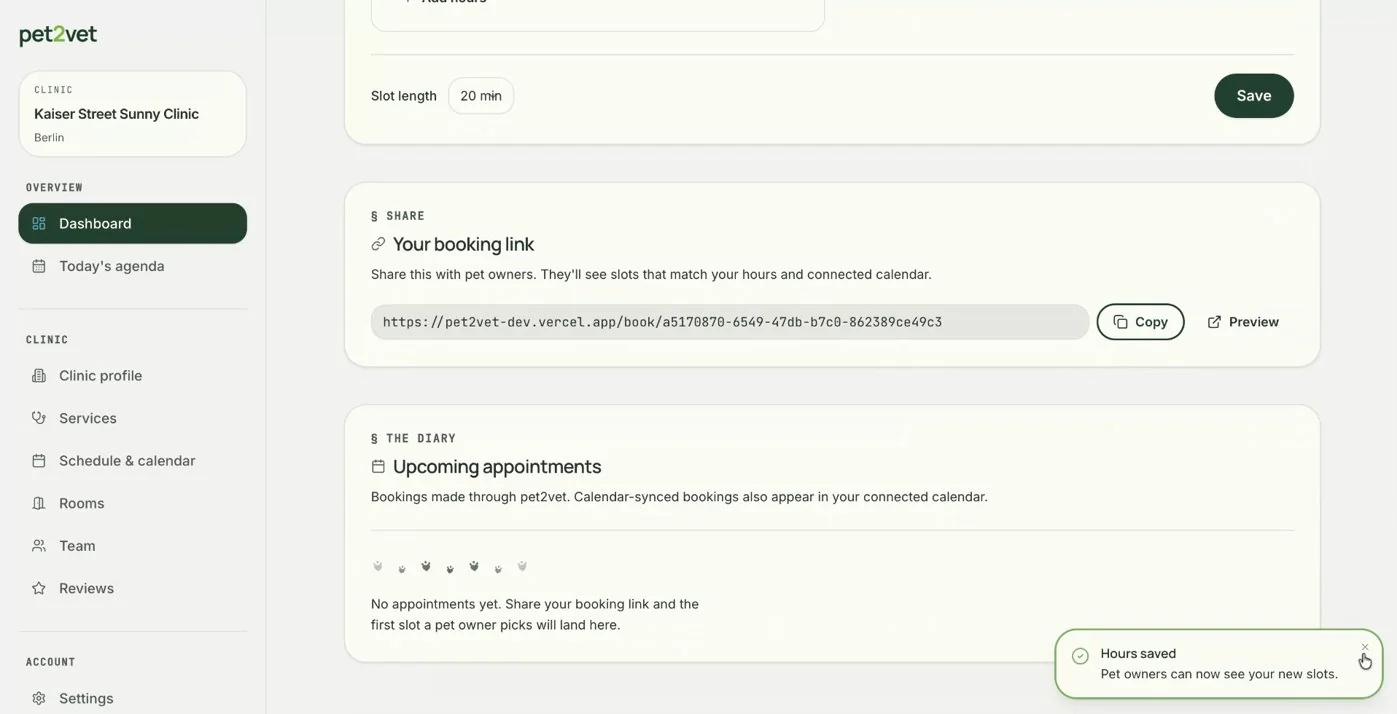 The clinic booking page your link leads to
