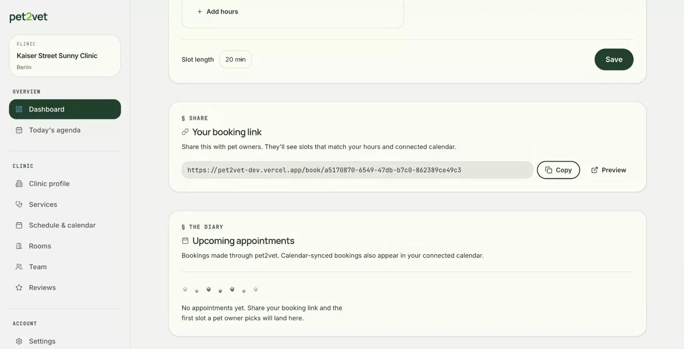 The Service tab
