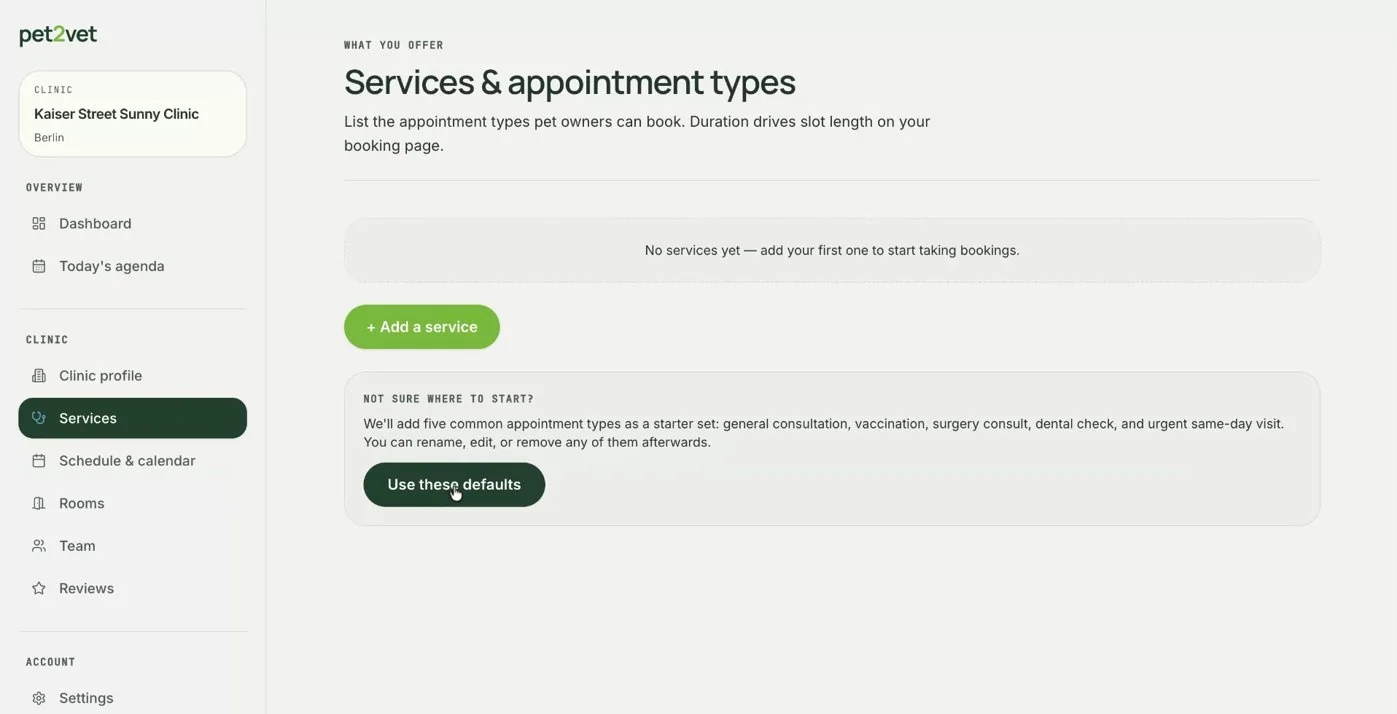 Using default services or creating custom ones