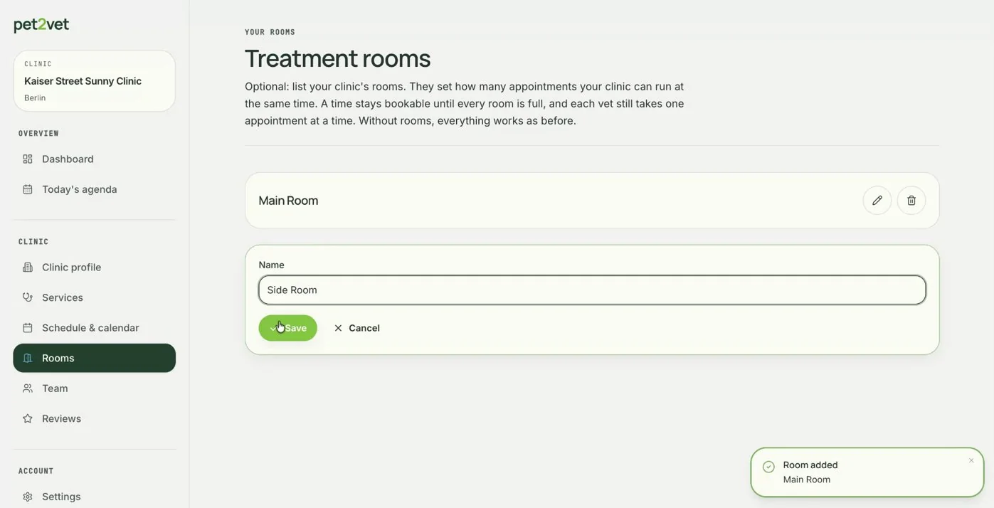 Assigning an appointment to a treatment room