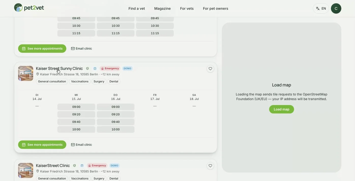 Your clinic on the main dashboard