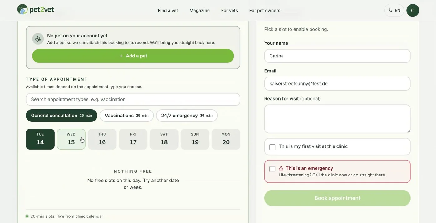 Your clinic profile as customers see it