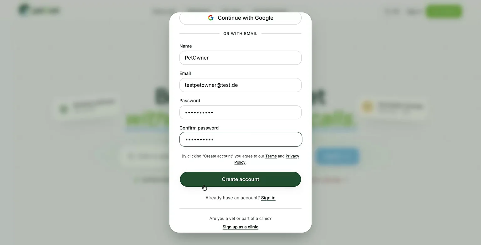 The main dashboard after signing in