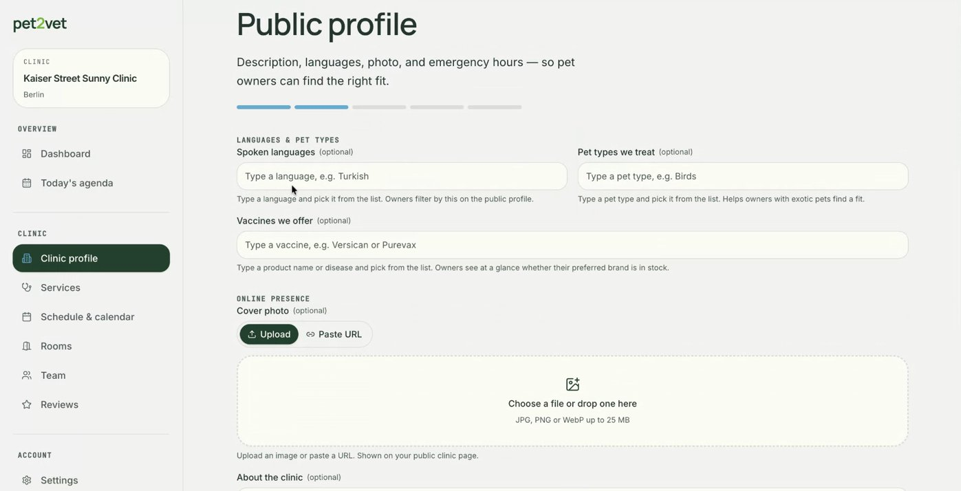 Your newly created clinic page