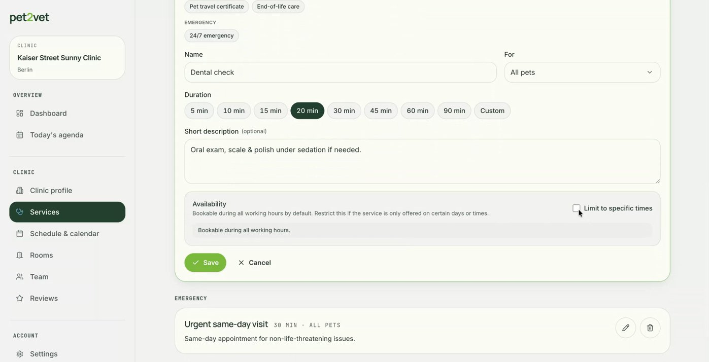 Limiting a service to certain times
