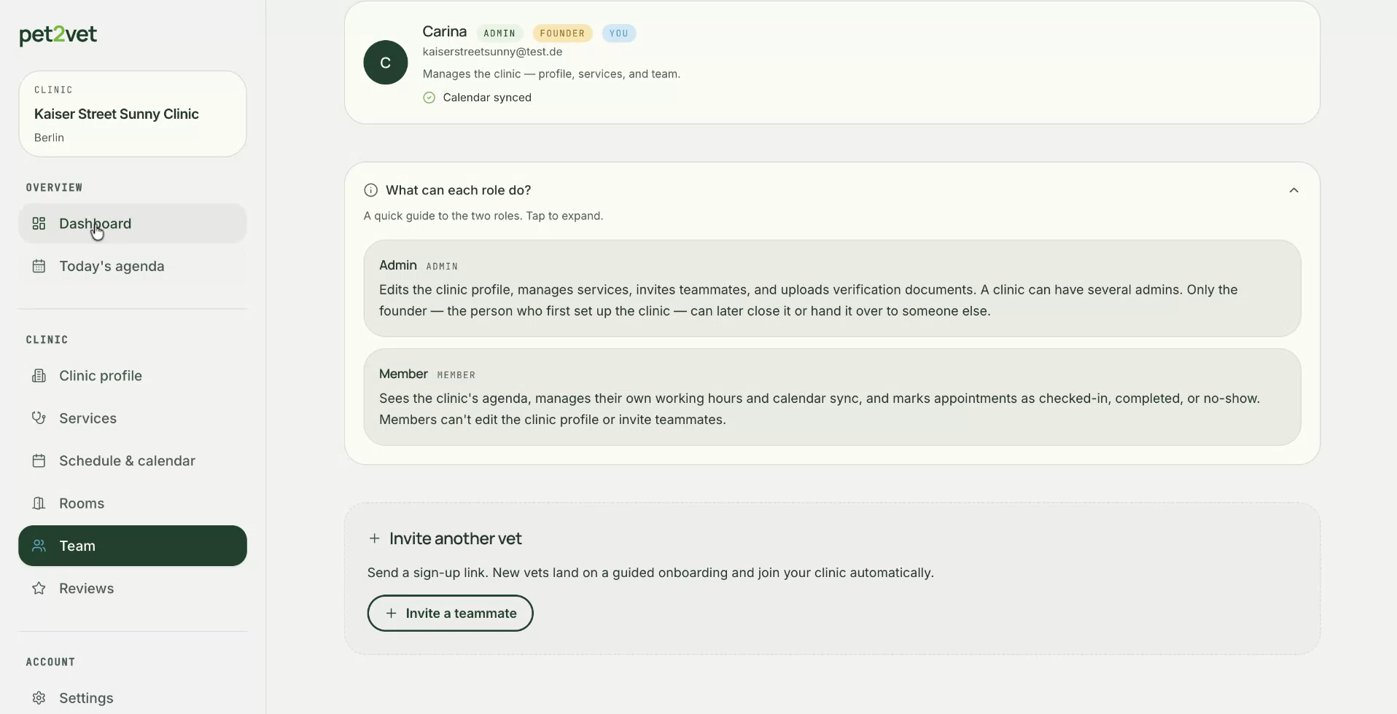 Your live clinic booking page