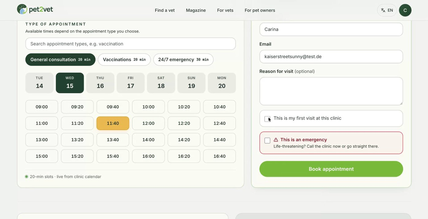 The completed booking