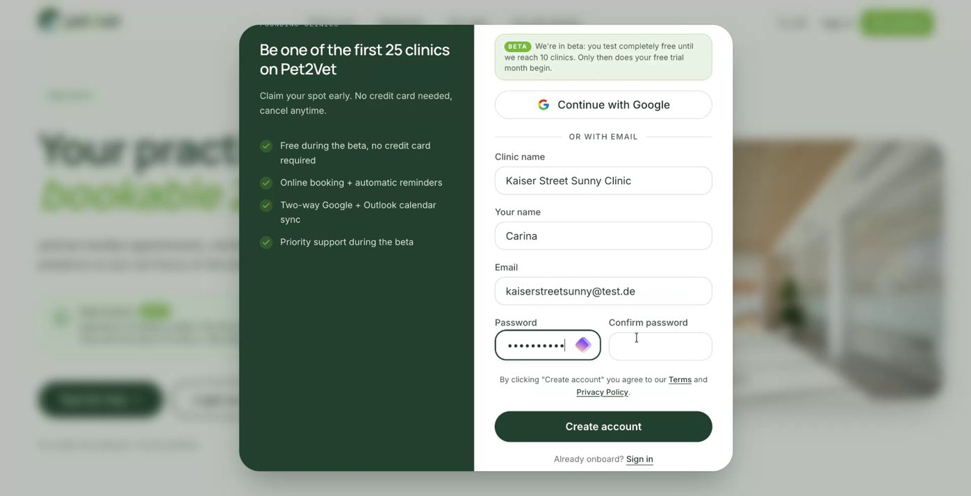 The Create Account button